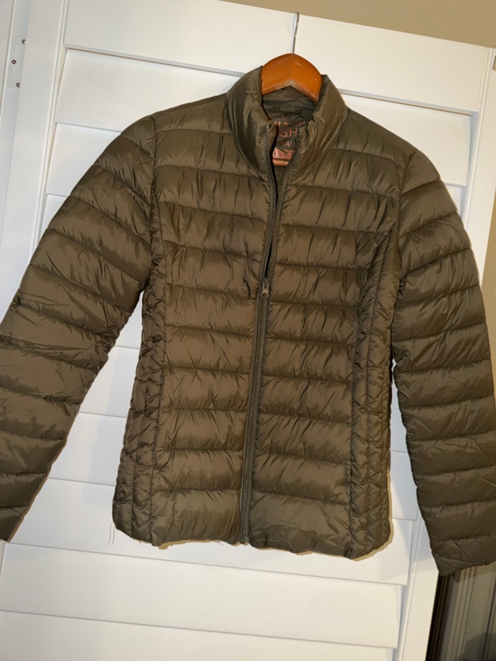 Olive Quilted Lightweight Puffer Jacket